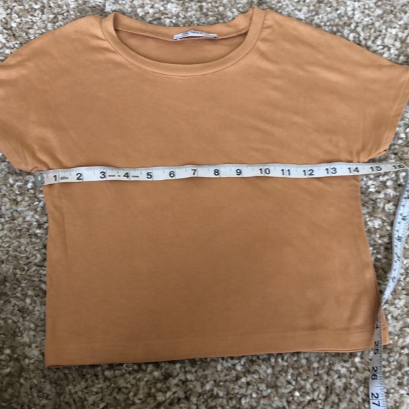 Zara Beige Crop T-Shirt Short Sleeve Top Sz S - Picture 5 of 6